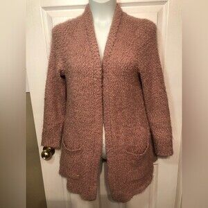 Torrid Dusty Pink Fuzzy Yarn Cardigan Open Front Sweater Sz 0